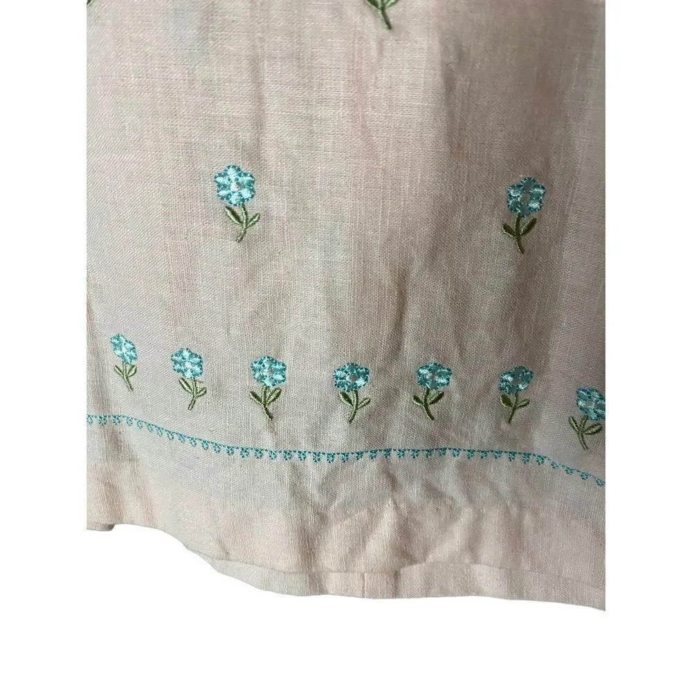 KC Parker girls linen blend pink floral embroidered dress and cardigan size 10